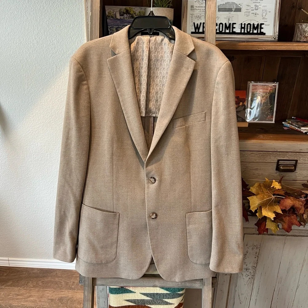 Lauren Ralph Lauren black label men’s blazer beige flannel coat size 44R